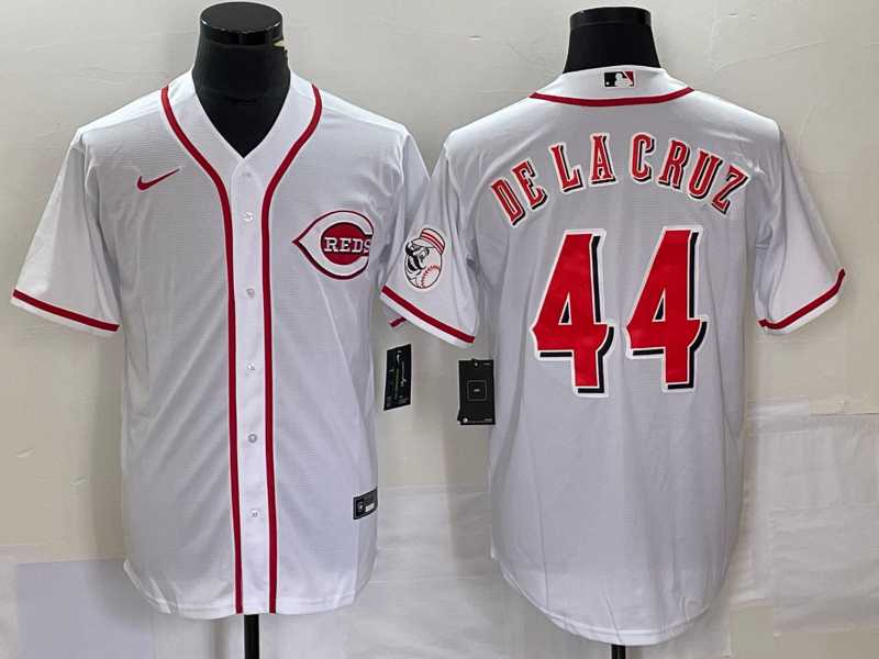 Men's Cincinnati Reds #44 Elly De La Cruz White With Patch Cool Base Stitched Baseball Jersey,We sell and wholesale Men's Cincinnati Reds #44 Elly De La Cruz White With Patch Cool Base Stitched Baseball Jersey on line form chian!
